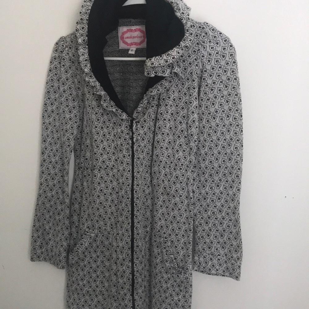 Smak parlour zip-up cotton jacket heart design
